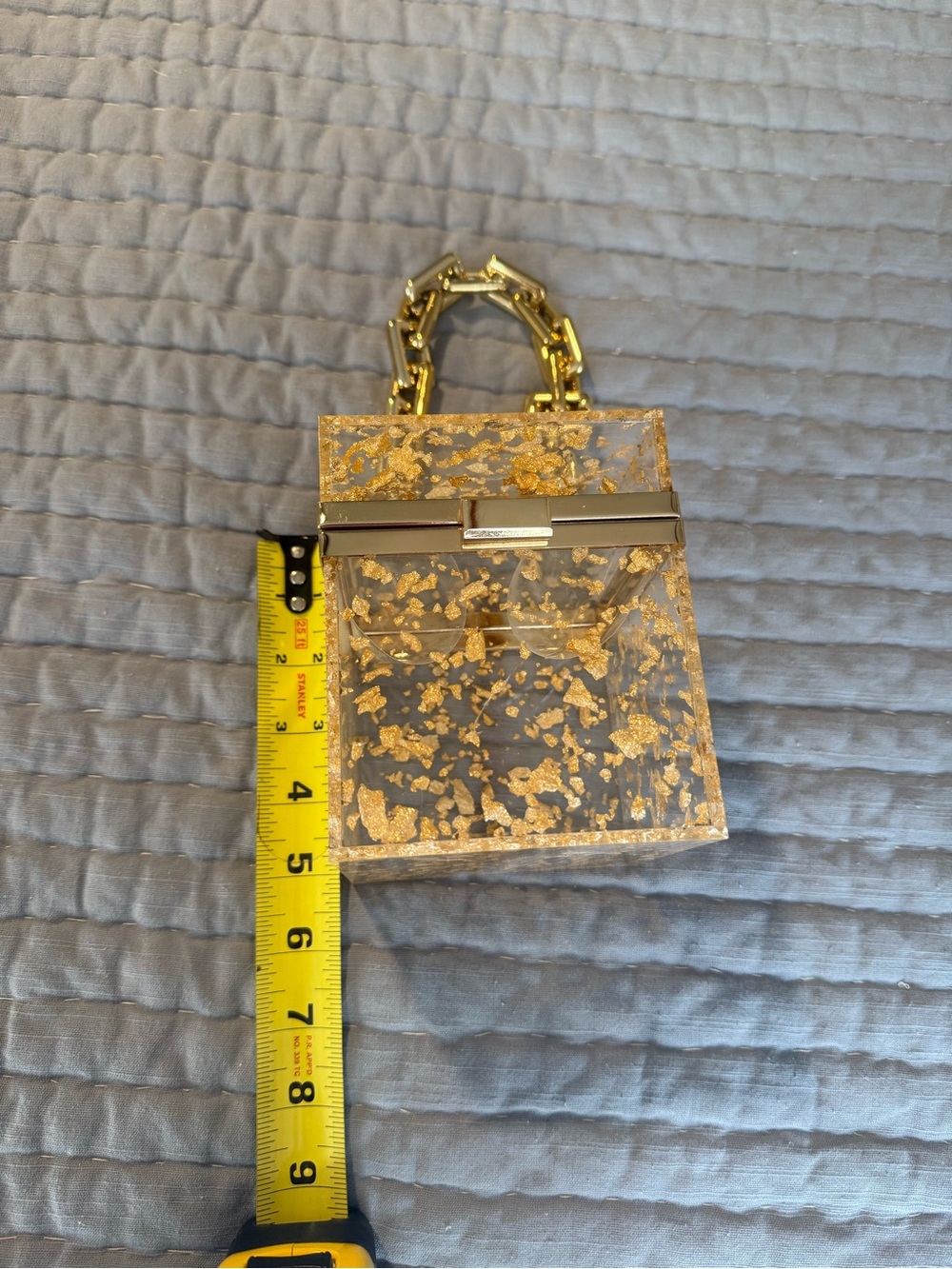 Clear Acrylic Handbag with Gold Leaf Accents